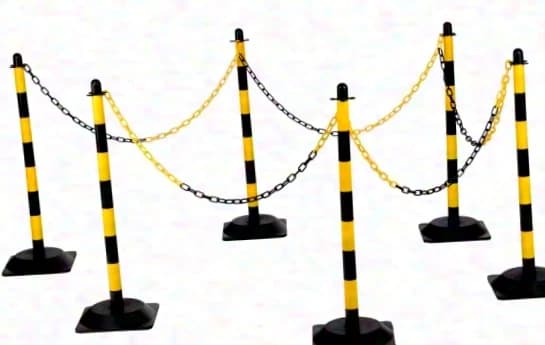 Absperrsystem Kunststoff-Kettenpfosten-Set Gelb/Schwarz - flexible Innenabsperrung für Lager und Betrieb