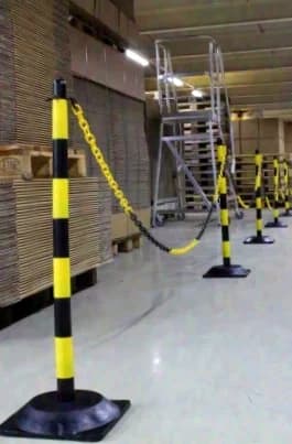 Absperrsystem Kunststoff-Kettenpfosten-Set Gelb/Schwarz - flexible Innenabsperrung für Lager und Betrieb