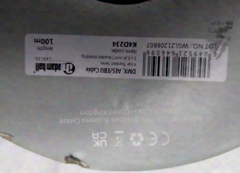 Adam Hall Rolle DMX AES/EBU Kabel 4 Star Standard Serie / 2 x 0,34 mm / 100 Meter / K4D234