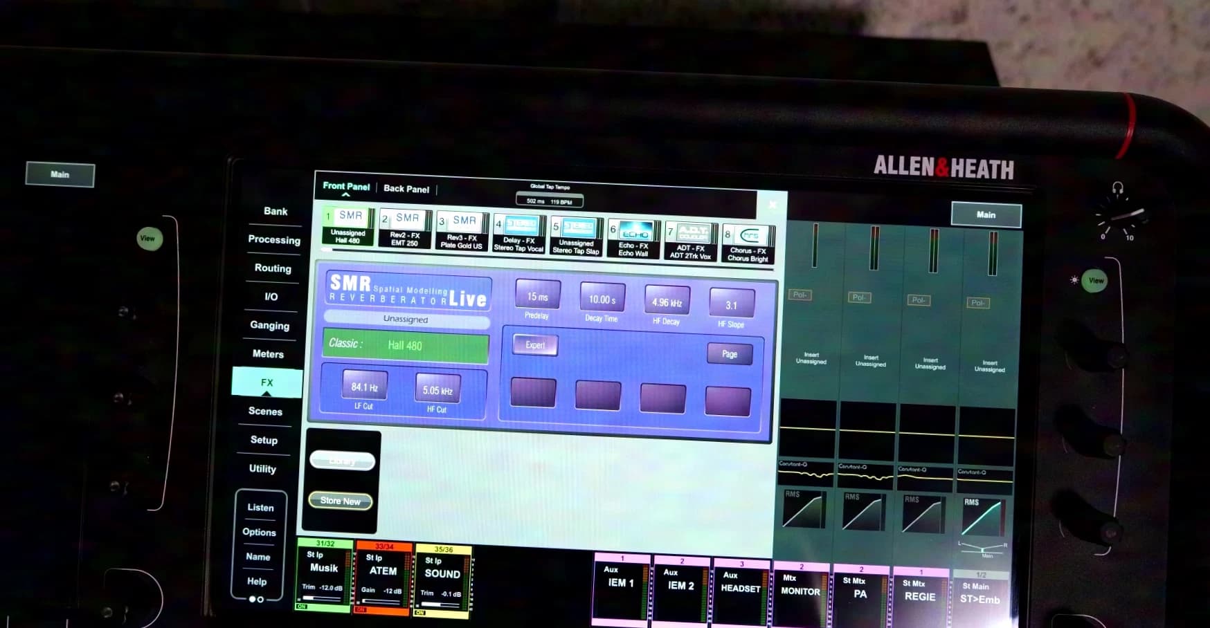 Allen & Heath Avantis Digitalpult ink. Dante-Karte + GX4816 Stagebox (48/16) + Travelcase auf Rollen