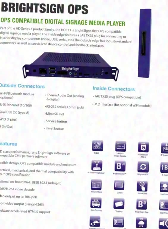 Brightsign HO523 MultiMedia-Player (OPS) Digital Signage