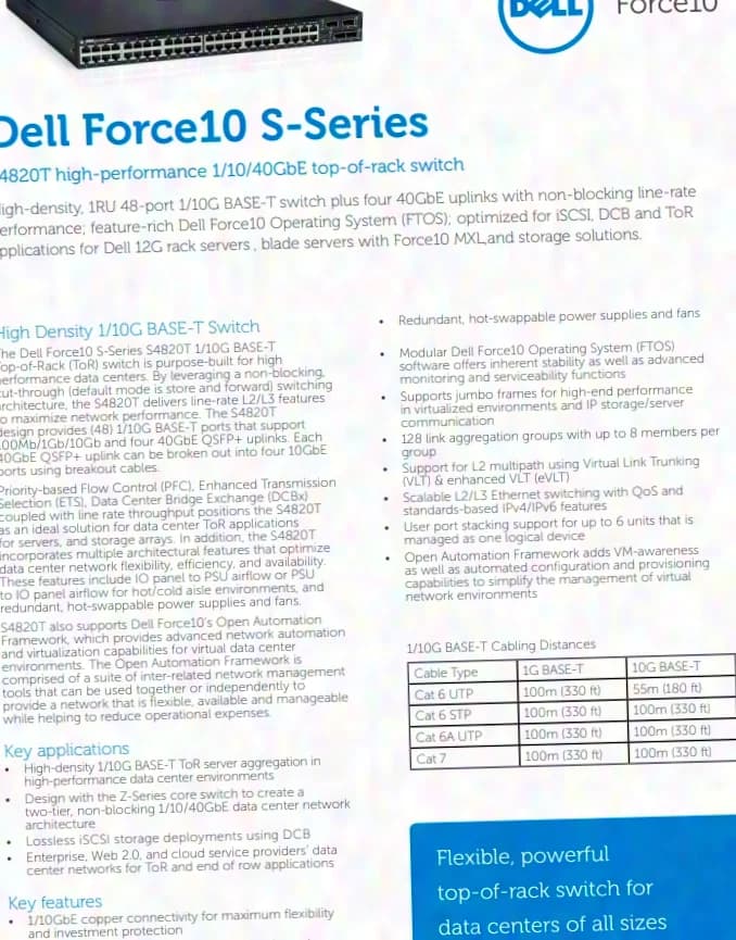 Dell Force10 S4820T 48 port switch