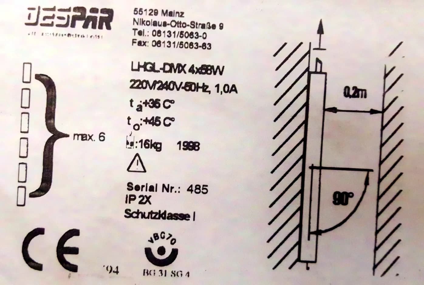 Despar LHGL 4x 58W DMX steuerbar