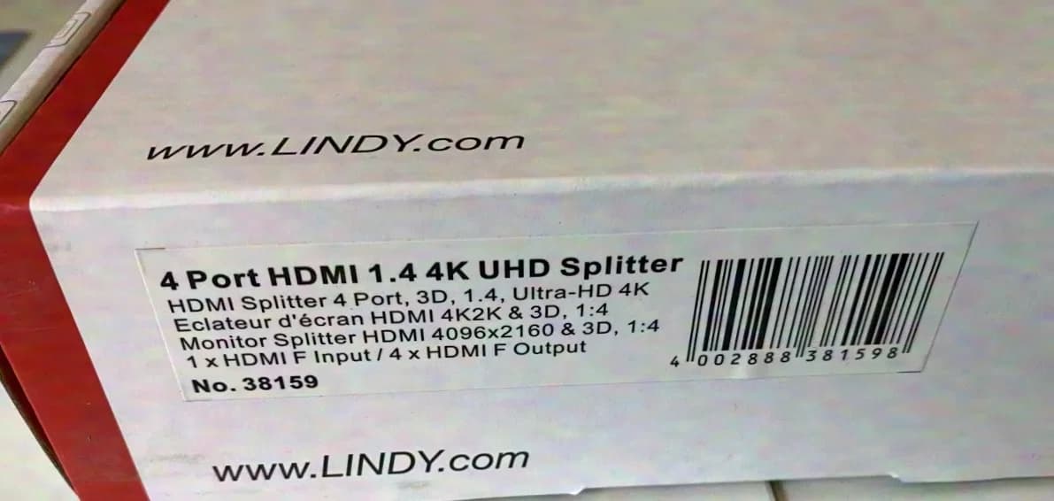Lindy 38159 4 Port HDMI 10.2G Splitter / Neuware-Lagerfund
