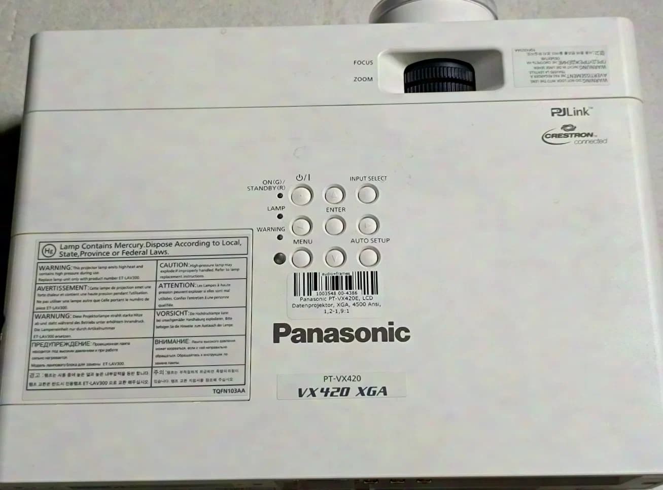 Panasonic PT-VX420E LCD Datenprojektor, XGA, 4500 Ansi, 1,2-1,9:1