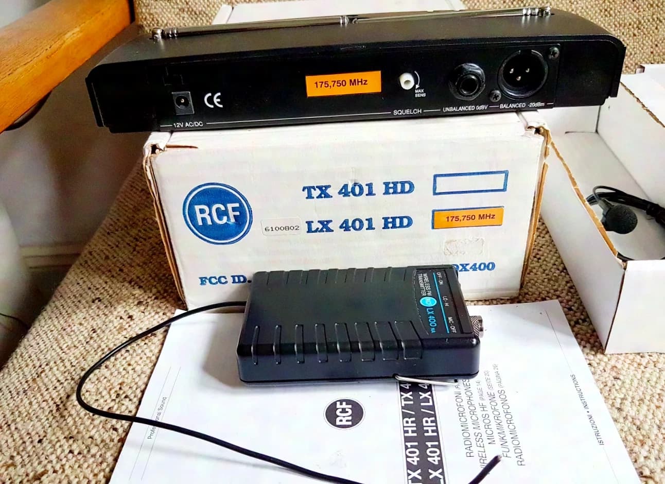 RCF LX DX 400 401 VHF Funkstrecke Ansteckmikro + Empfänger Set