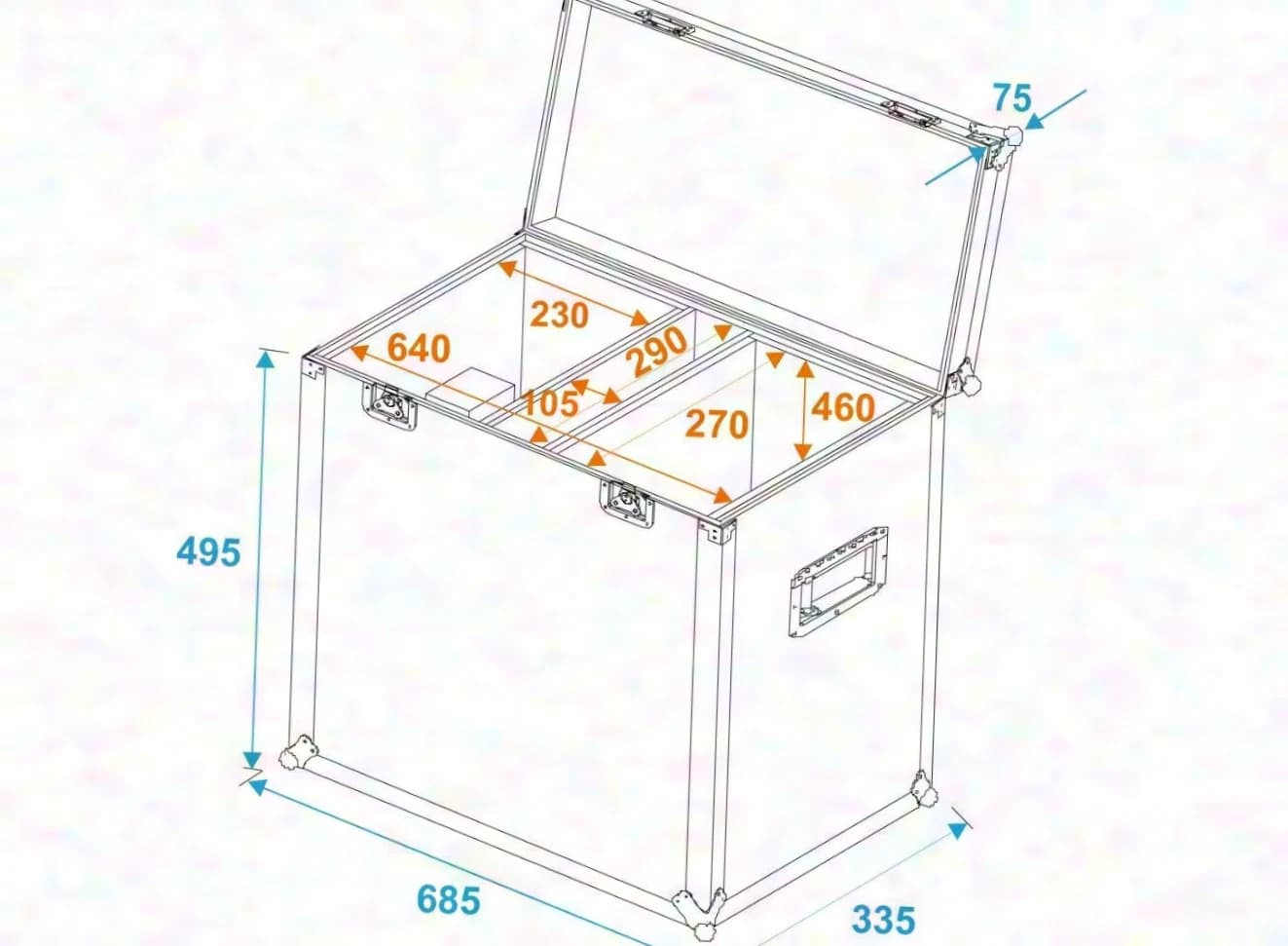 ROADINGER Flightcase für 2x TSL-750/TSL-1200