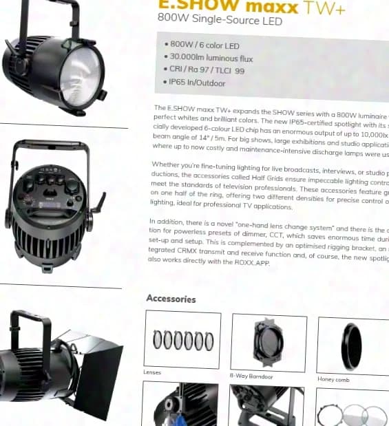 ROXX E-Show maxx TW+ IP65 mit 29596 Lumen CRI>97 Zoom 14°-78°