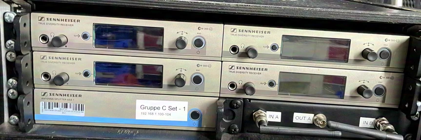 Sennheiser EW300 G3 (C-Band) 4-Kanal Set mit Antennen Splitter
